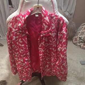 Fuda International Women's Pink Leaf Print Jacket